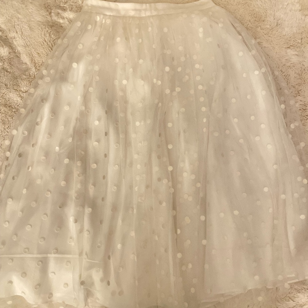 Soprano White A-Line Polka Dot Skirt